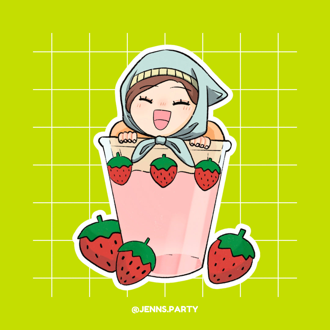 Strawberry Cup Hachi sticker