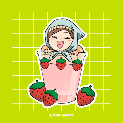 Strawberry Cup Hachi sticker