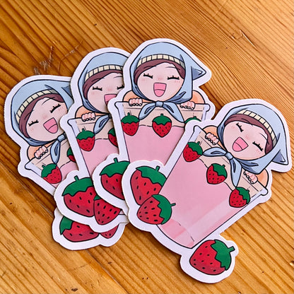 Strawberry Cup Hachi sticker